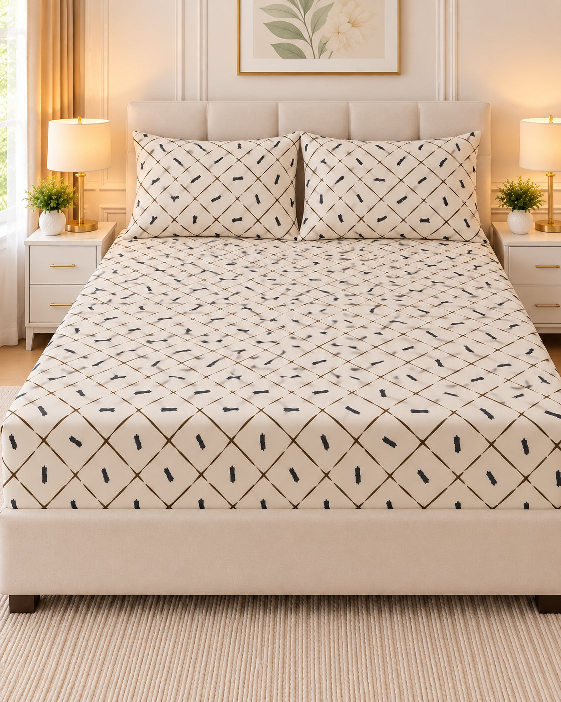 Ivory Lattice - Fitted bed sheet
