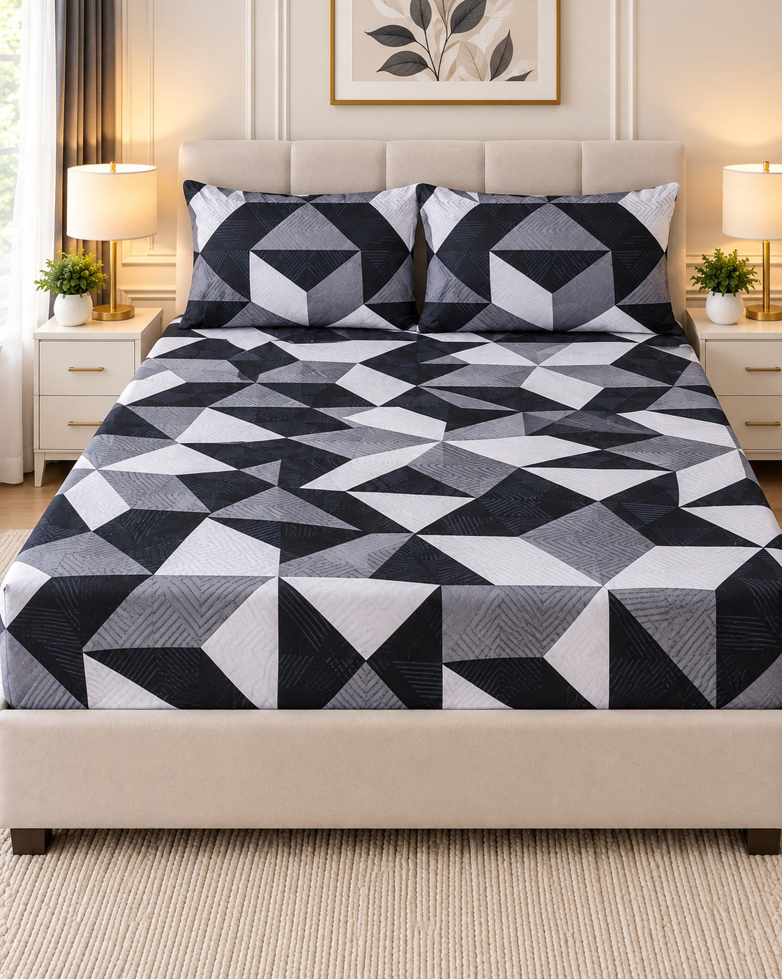 Monochrome Prisim - Fitted bed sheet
