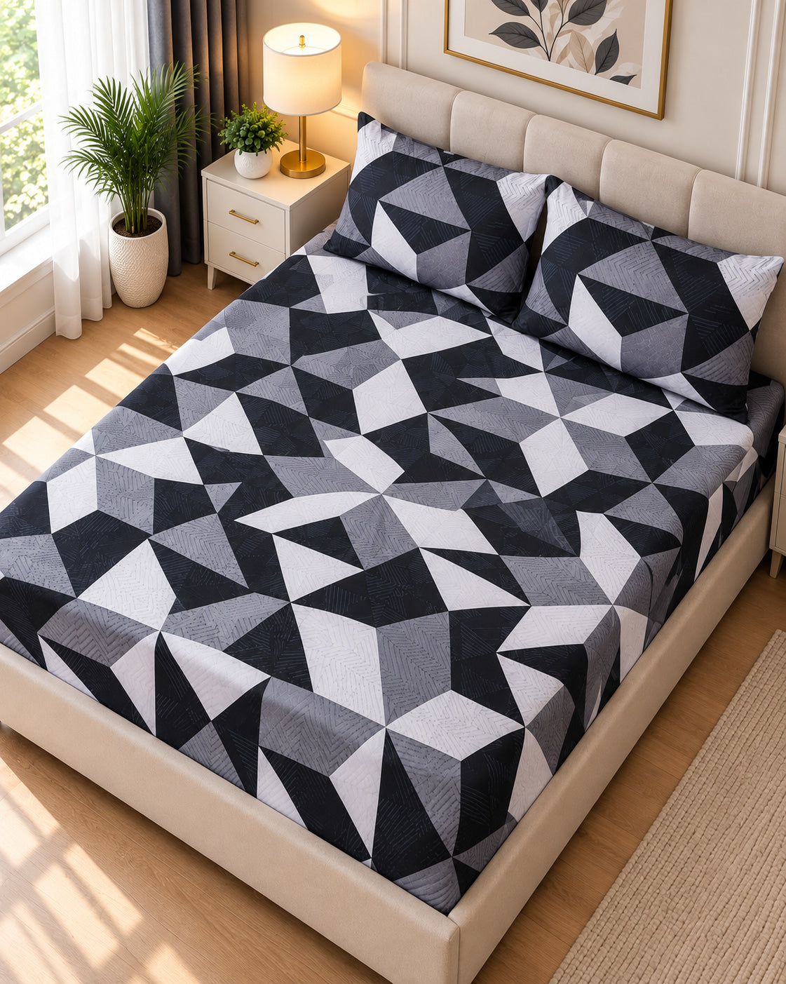 Monochrome Prisim - Fitted bed sheet