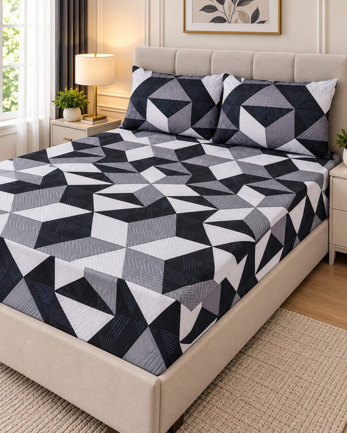 Monochrome Prisim - Fitted bed sheet