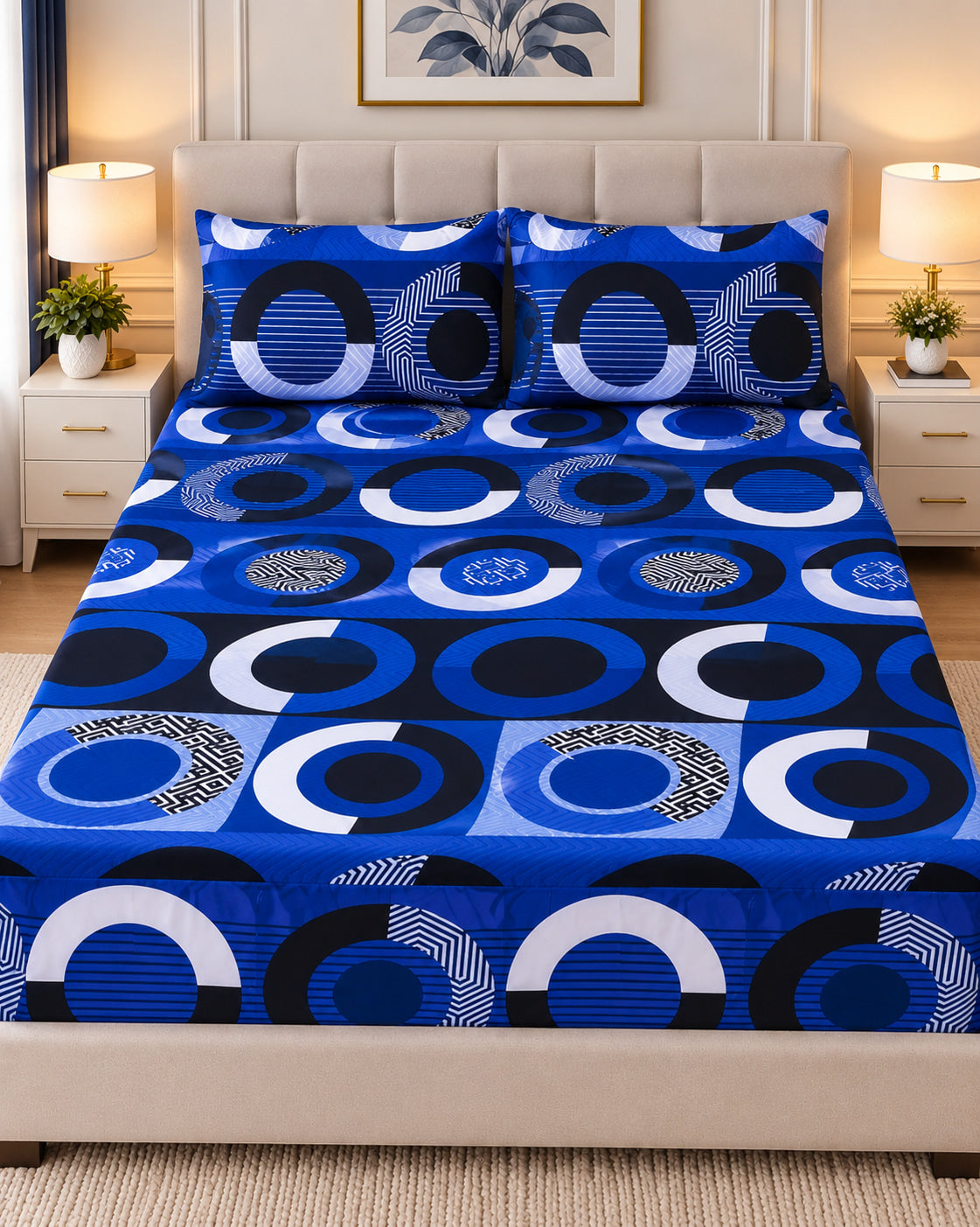 Royal blue orbit - Fitted bed sheet